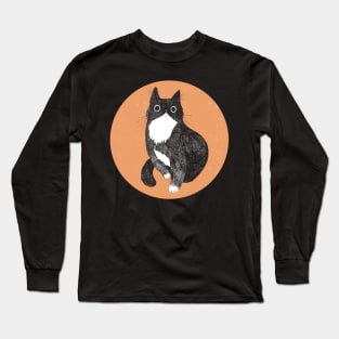 Tuxedo Cat Crayolina Design Long Sleeve T-Shirt